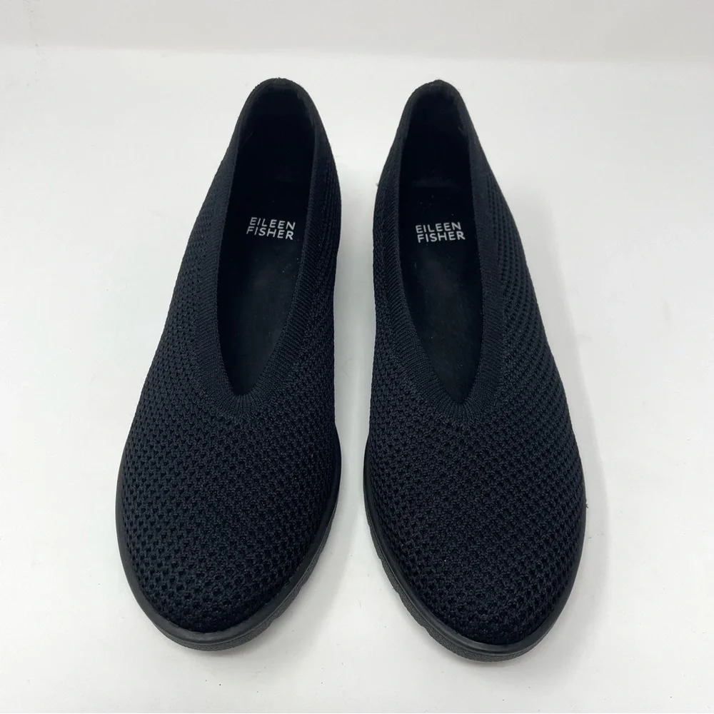 EILEEN FISHER Heaven Stretch Knit Wedge Ballet Flat in Black Size 7 - Picture 3 of 7